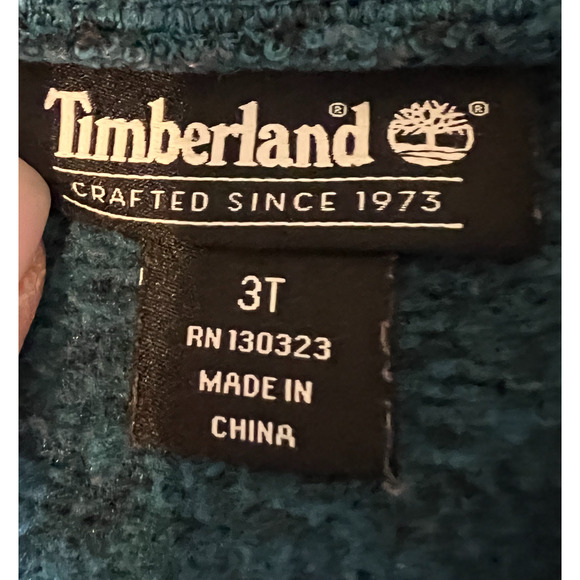Timberland Fleece Pullover Boys Size 3T Green Black Long Sleeve 1/4 Zip Unisex - Picture 6 of 7